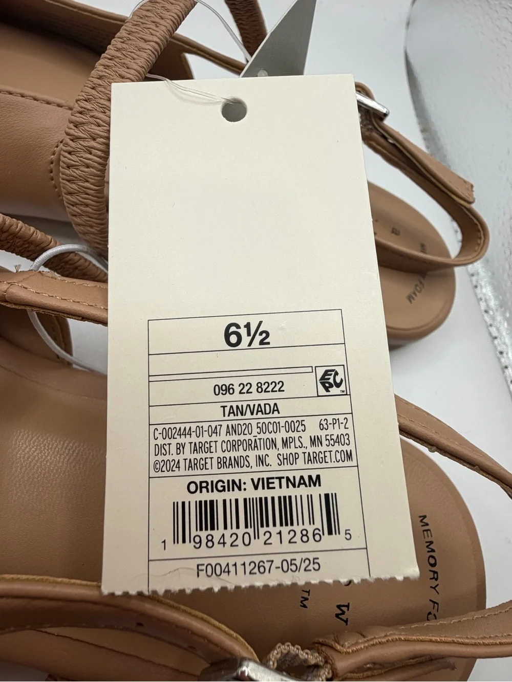 Women's Tan Square-Toe Vada Flats with Ankle Strap - Picture 4 of 5